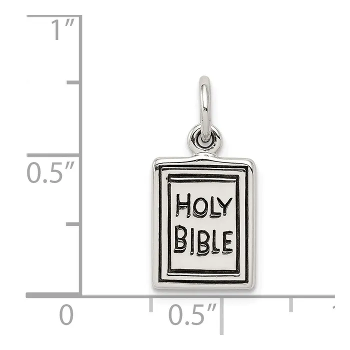 Sterling Silver Antiqued Holy Bible Charm TreasureFineJewelers Rings
