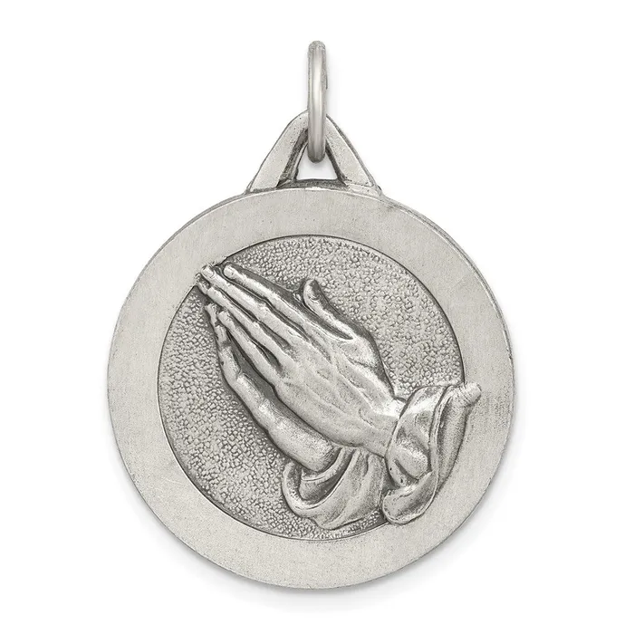 Sterling Silver Antiqued Praying Hands Pendant TreasureFineJewelers Necklaces Sterling Silver Antiqued Praying Hands Pendant TreasureFineJewelers Necklaces