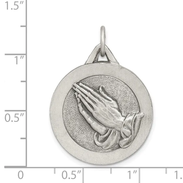 Sterling Silver Antiqued Praying Hands Pendant TreasureFineJewelers Necklaces