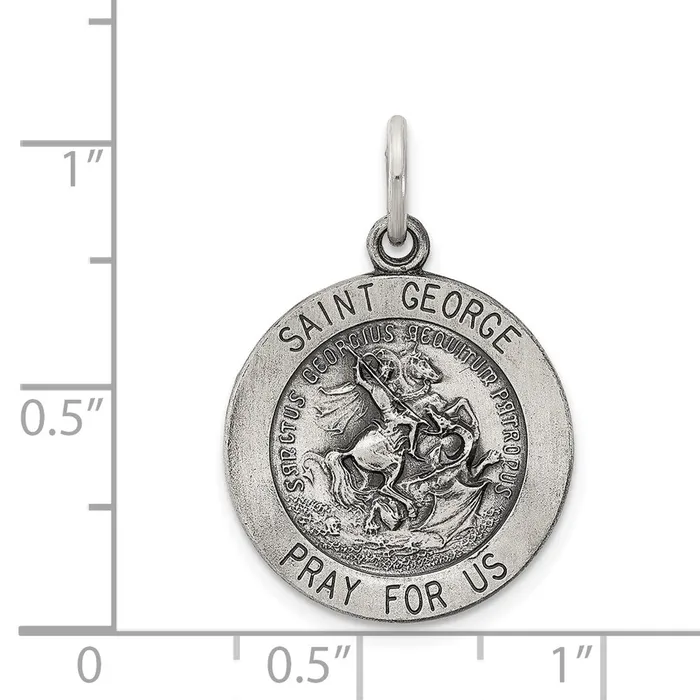Sterling Silver Antiqued Saint George Medal TreasureFineJewelers Rings