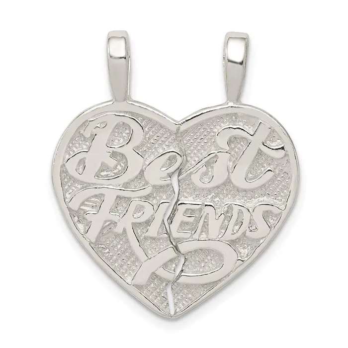 Sterling Silver Best Friend 2piece break apart Heart Charm TreasureFineJewelers Rings Sterling Silver Best Friend 2piece break apart Heart Charm TreasureFineJewelers Rings