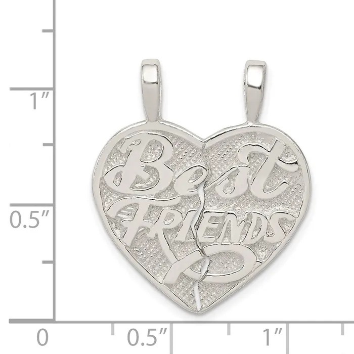 Sterling Silver Best Friend 2piece break apart Heart Charm TreasureFineJewelers Rings