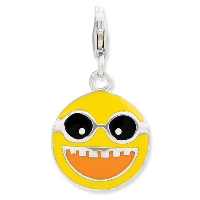Sterling Silver Enameled Happy Face wLobster Clasp Charm TreasureFineJewelers Rings Sterling Silver Enameled Happy Face wLobster Clasp Charm TreasureFineJewelers Rings