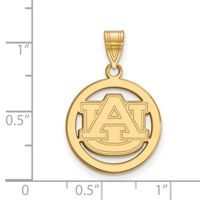 Sterling Silver Goldplated Auburn University Medium Circle Pendant TreasureFineJewelers Necklaces