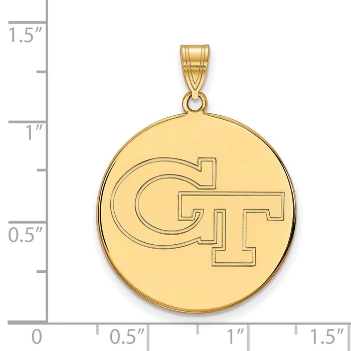 Sterling Silver Goldplated Georgia Institute of Technology GT Extra Large Disc Pendant TreasureFineJewelers Necklaces