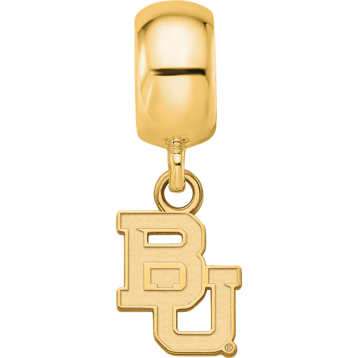 Sterling Silver Goldplated LogoArt Baylor University Bears Extra Small Dangle Bead Charm TreasureFineJewelers Rings