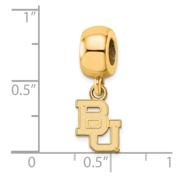 Sterling Silver Goldplated LogoArt Baylor University Bears Extra Small Dangle Bead Charm TreasureFineJewelers Rings