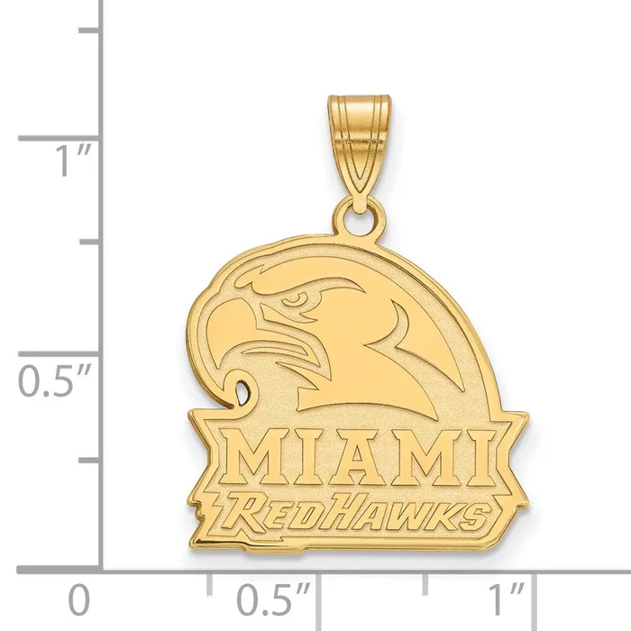 Sterling Silver Goldplated Miami University Ohio Redhawks Large Pendant TreasureFineJewelers Necklaces