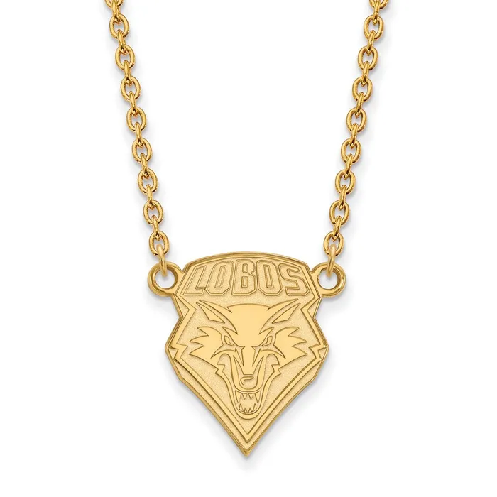 Sterling Silver Goldplated University of New Mexico Large Pendant 18 inch Necklace TreasureFineJewelers Necklaces Sterling Silver Goldplated University of New Mexico Large Pendant 18 inch Necklace TreasureFineJewelers Necklaces
