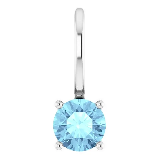 Sterling Silver Imitation Aquamarine Solitaire CharmPendant TreasureFineJewelers Necklaces Sterling Silver Imitation Aquamarine Solitaire CharmPendant TreasureFineJewelers Necklaces