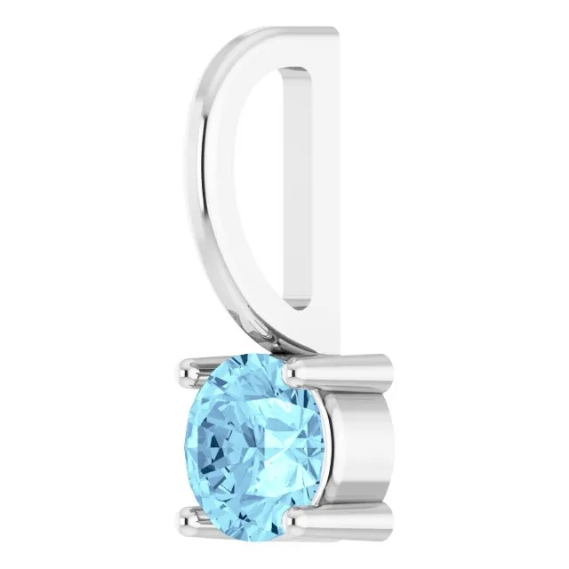 Sterling Silver Imitation Aquamarine Solitaire CharmPendant TreasureFineJewelers Necklaces