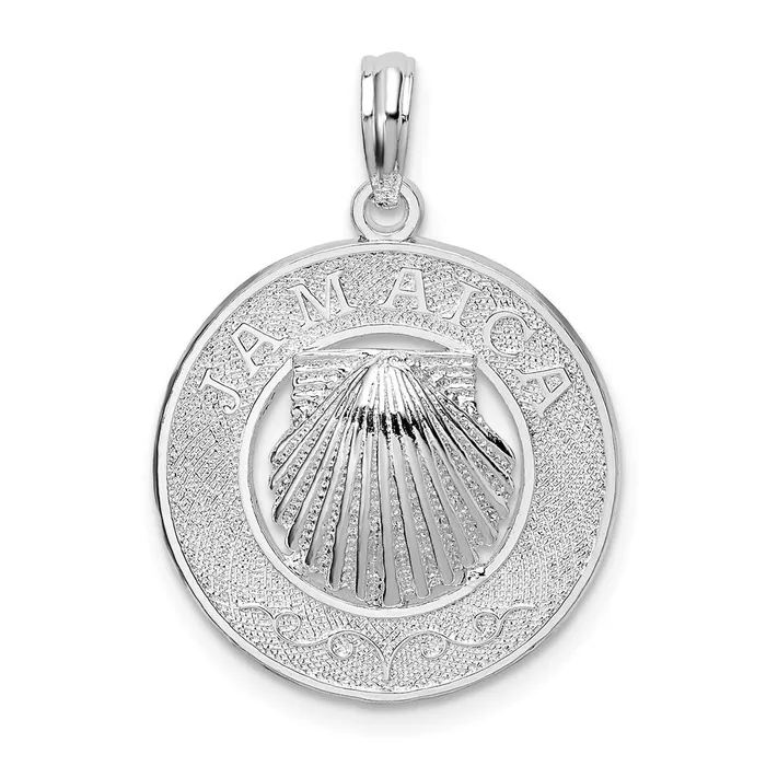 Sterling Silver Jamaica Round Circle wShell Pendant TreasureFineJewelers Necklaces Sterling Silver Jamaica Round Circle wShell Pendant TreasureFineJewelers Necklaces
