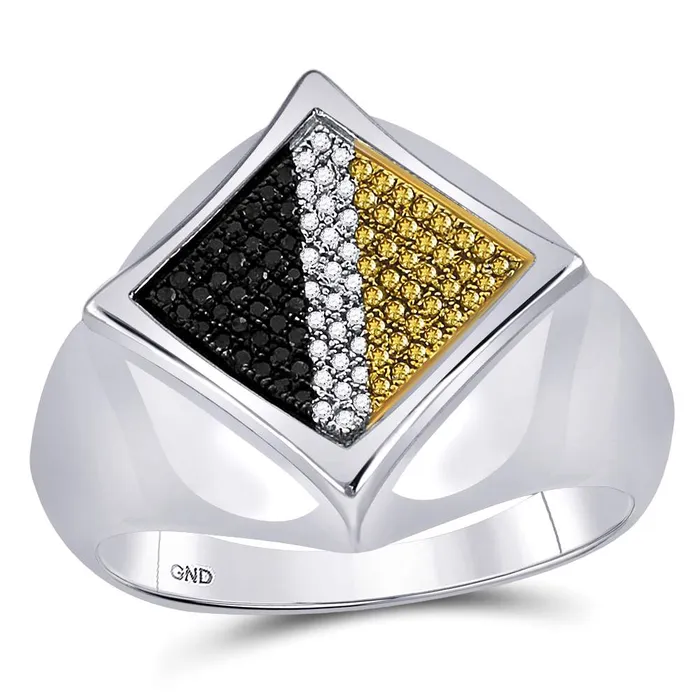 sterling silver mens round black yellow color enhanced diamond diagonal square ring 13 cttw64022 North Arrow Shop Rings sterling silver mens round black yellow color enhanced diamond diagonal square ring 13 cttw64022 North Arrow Shop Rings