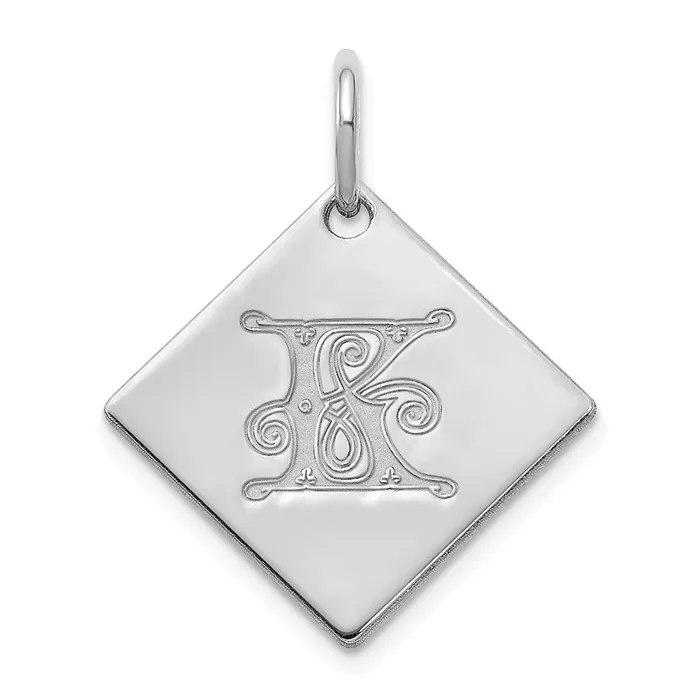 Sterling Silver Polished Gold Letter K Initial Charm TreasureFineJewelers Necklaces Sterling Silver Polished Gold Letter K Initial Charm TreasureFineJewelers Necklaces