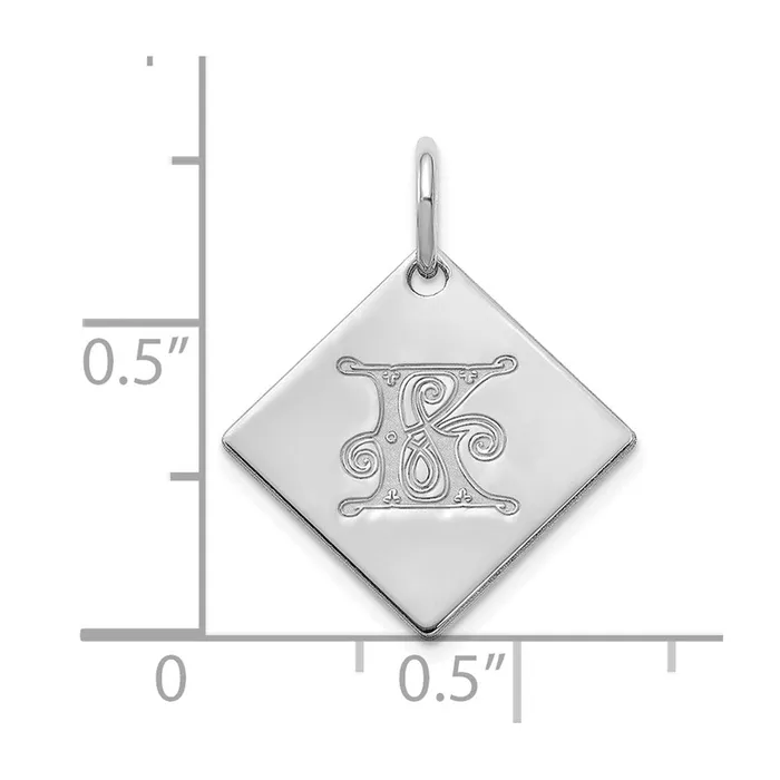 Sterling Silver Polished Gold Letter K Initial Charm TreasureFineJewelers Necklaces