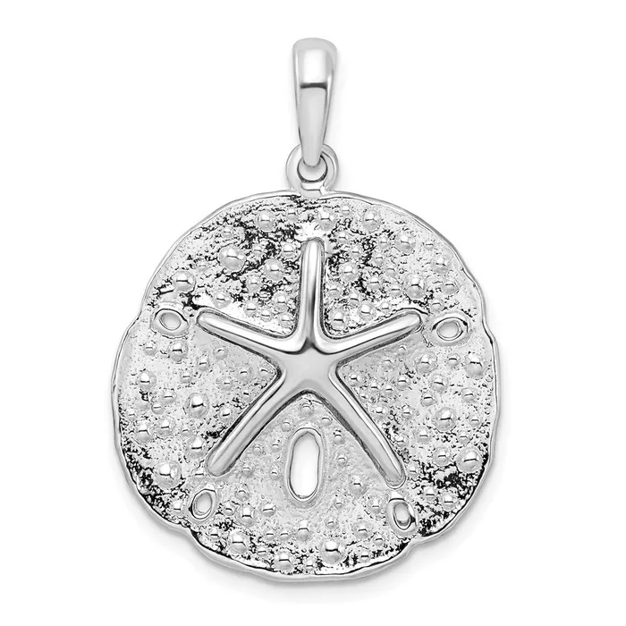 Sterling Silver PolishedTextured Sand Dollar Pendant TreasureFineJewelers Necklaces Sterling Silver PolishedTextured Sand Dollar Pendant TreasureFineJewelers Necklaces