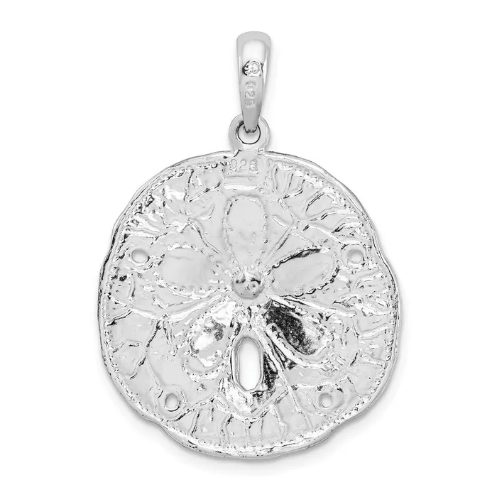 Sterling Silver PolishedTextured Sand Dollar Pendant TreasureFineJewelers Necklaces