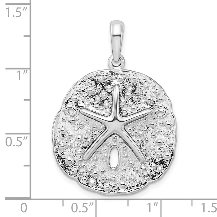 Sterling Silver PolishedTextured Sand Dollar Pendant TreasureFineJewelers Necklaces