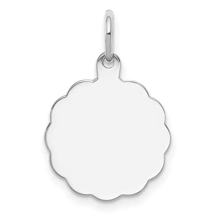 Sterling Silver Rhplt Engraveable Polished FrontSatin Back Disc Charm TreasureFineJewelers Rings