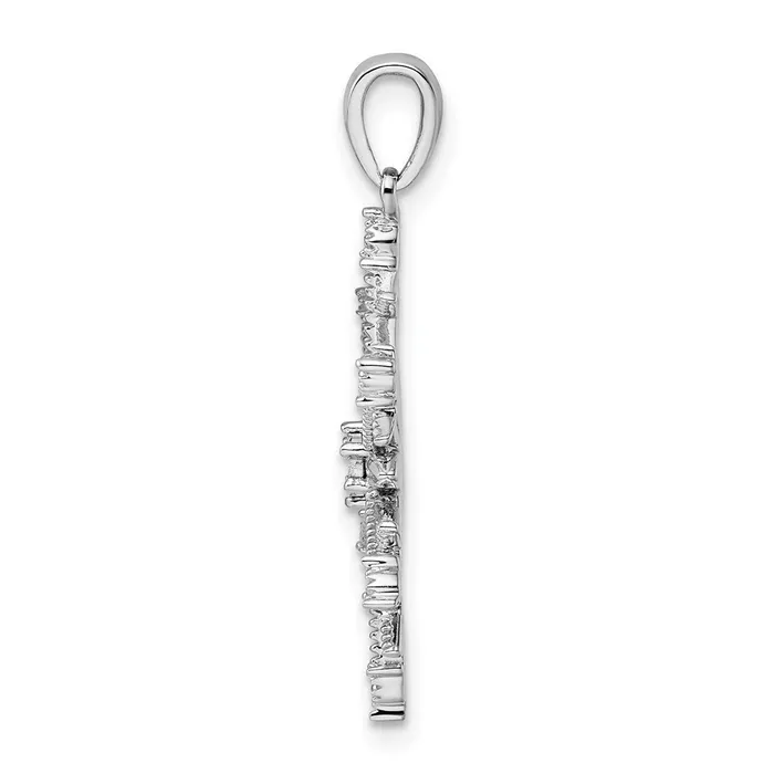 Sterling Silver Rhodium Diam SnowFlake Pendant TreasureFineJewelers Necklaces