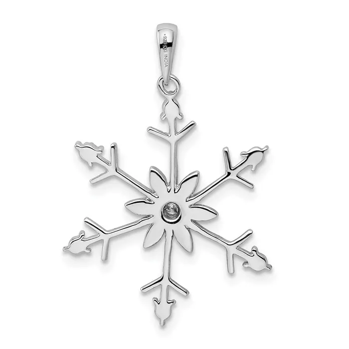 Sterling Silver Rhodium Diam SnowFlake Pendant TreasureFineJewelers Necklaces