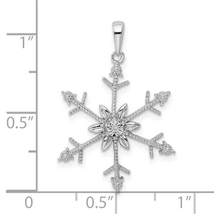 Sterling Silver Rhodium Diam SnowFlake Pendant TreasureFineJewelers Necklaces