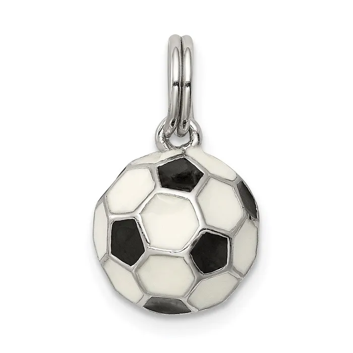 Sterling Silver Rhodiumplated and Enameled Soccer Ball Charm TreasureFineJewelers Rings Sterling Silver Rhodiumplated and Enameled Soccer Ball Charm TreasureFineJewelers Rings