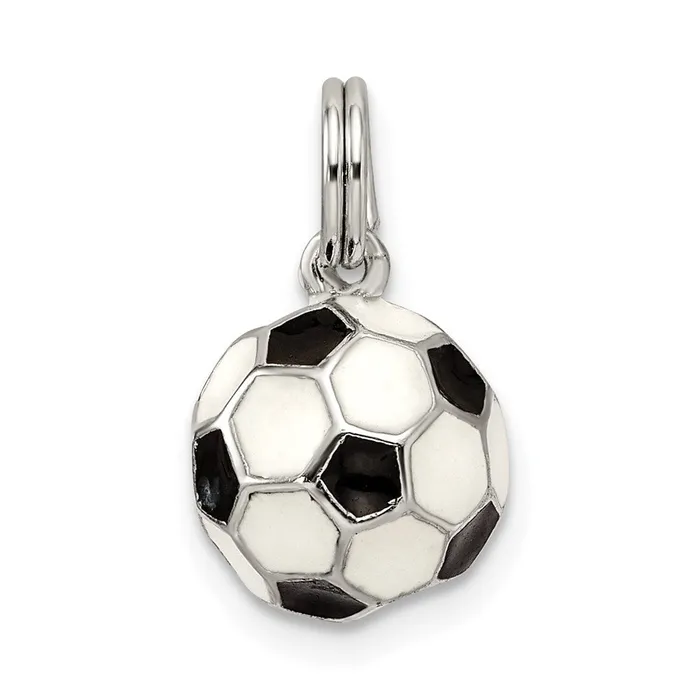 Sterling Silver Rhodiumplated and Enameled Soccer Ball Charm TreasureFineJewelers Rings