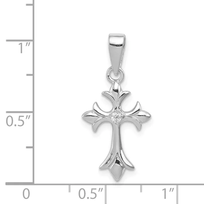 Sterling Silver Rhodiumplated CZ Cross Pendant TreasureFineJewelers Necklaces