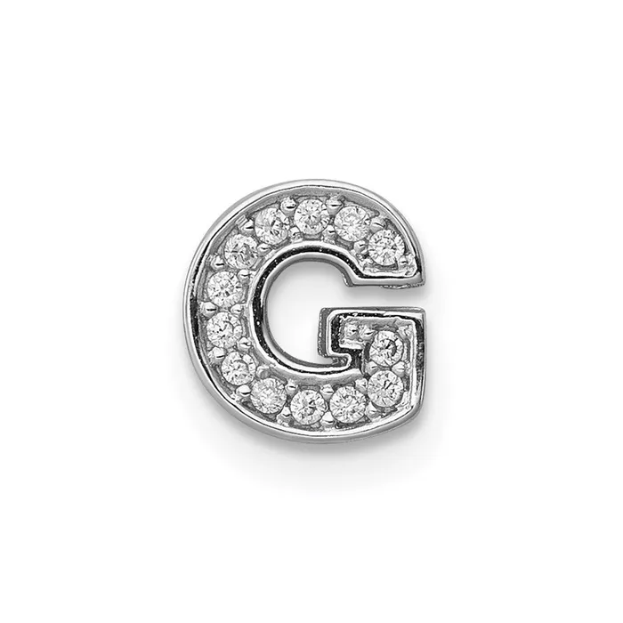 Sterling Silver Rhodiumplated CZ Letter G Initial Slide Charm TreasureFineJewelers Necklaces Sterling Silver Rhodiumplated CZ Letter G Initial Slide Charm TreasureFineJewelers Necklaces