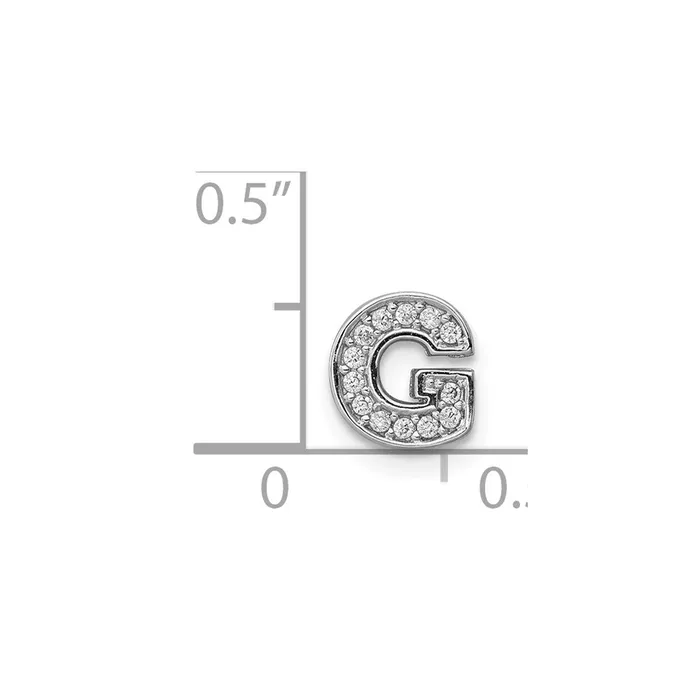 Sterling Silver Rhodiumplated CZ Letter G Initial Slide Charm TreasureFineJewelers Necklaces