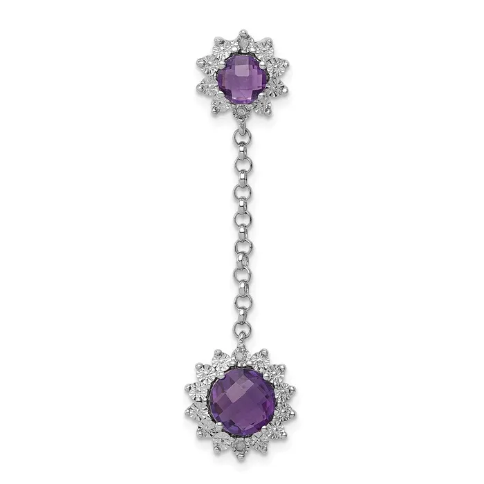Sterling Silver Rhodiumplated Diamond and Amethyst Pendant TreasureFineJewelers Necklaces Sterling Silver Rhodiumplated Diamond and Amethyst Pendant TreasureFineJewelers Necklaces