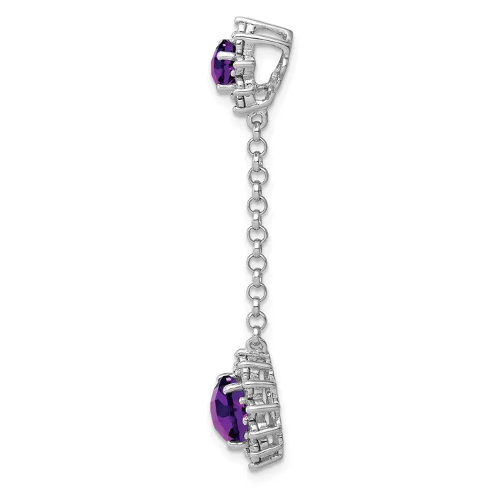 Sterling Silver Rhodiumplated Diamond and Amethyst Pendant TreasureFineJewelers Necklaces