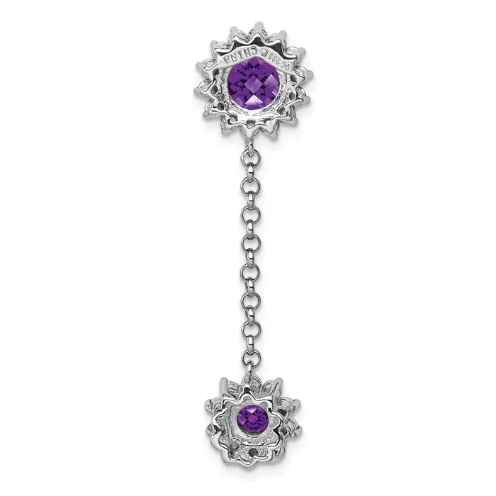Sterling Silver Rhodiumplated Diamond and Amethyst Pendant TreasureFineJewelers Necklaces