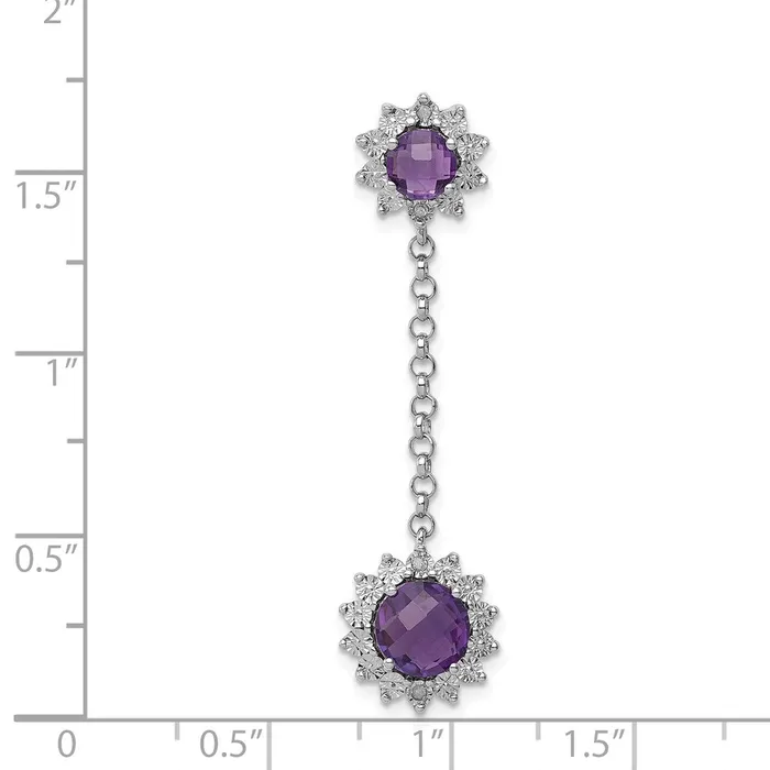 Sterling Silver Rhodiumplated Diamond and Amethyst Pendant TreasureFineJewelers Necklaces