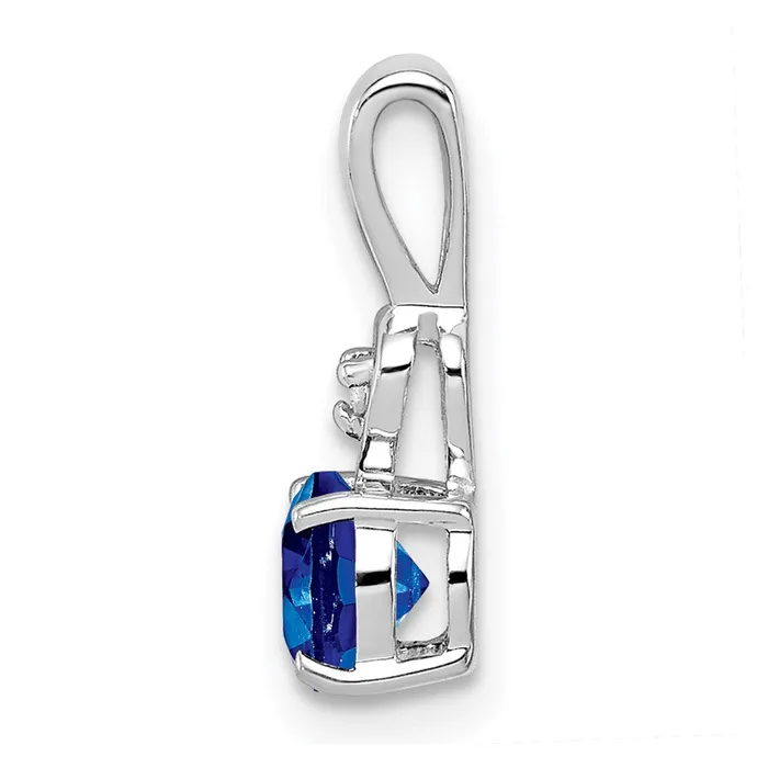 Sterling Silver Rhodium Plated Diamond Sapphire Round Pendant TreasureFineJewelers Necklaces