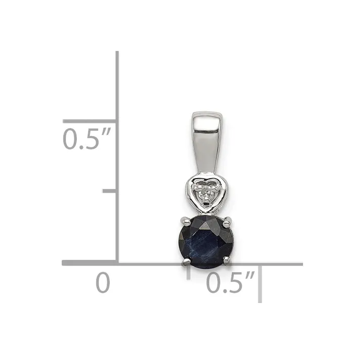 Sterling Silver Rhodium Plated Diamond Sapphire Round Pendant TreasureFineJewelers Necklaces