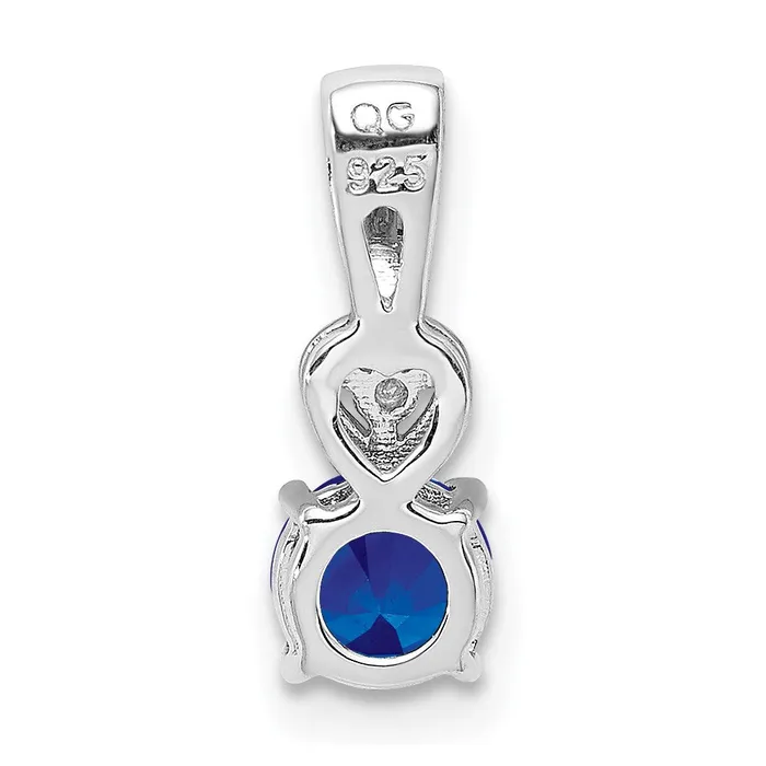 Sterling Silver Rhodium Plated Diamond Sapphire Round Pendant TreasureFineJewelers Necklaces