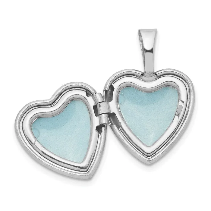 Sterling Silver Rhodiumplated Flower Border 12mm Heart Locket TreasureFineJewelers Rings