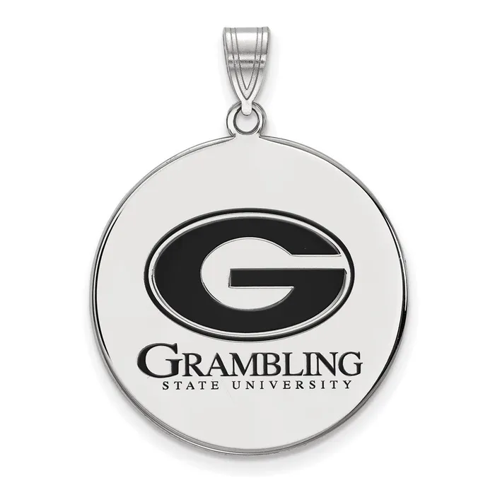 Sterling Silver Rhodiumplated Grambling State University Extra Large Enameled Disc Pendant TreasureFineJewelers Necklaces Sterling Silver Rhodiumplated Grambling State University Extra Large Enameled Disc Pendant TreasureFineJewelers Necklaces
