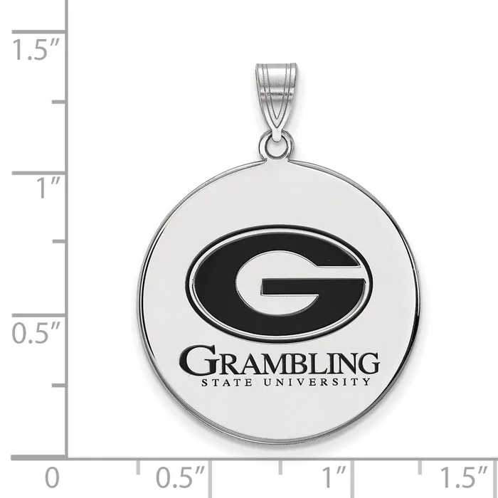 Sterling Silver Rhodiumplated Grambling State University Extra Large Enameled Disc Pendant TreasureFineJewelers Necklaces