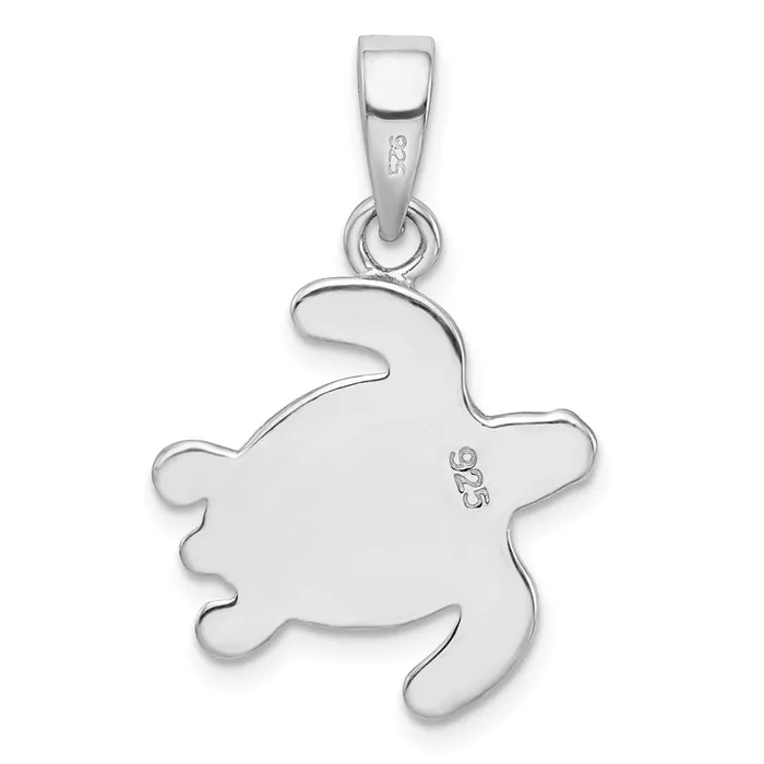 Sterling Silver Rhodiumplated Green Inlay Created Opal Turtle Pendant TreasureFineJewelers Necklaces