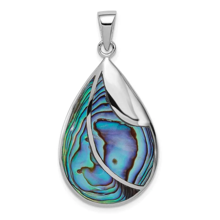 Sterling Silver Rhodiumplated Polished Abalone Pendant TreasureFineJewelers Necklaces Sterling Silver Rhodiumplated Polished Abalone Pendant TreasureFineJewelers Necklaces