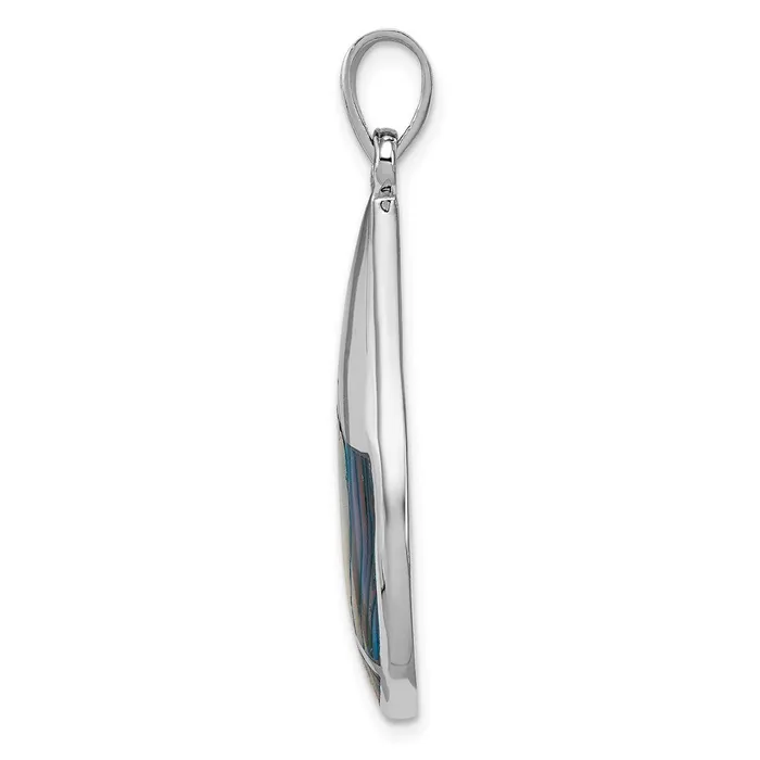 Sterling Silver Rhodiumplated Polished Abalone Pendant TreasureFineJewelers Necklaces