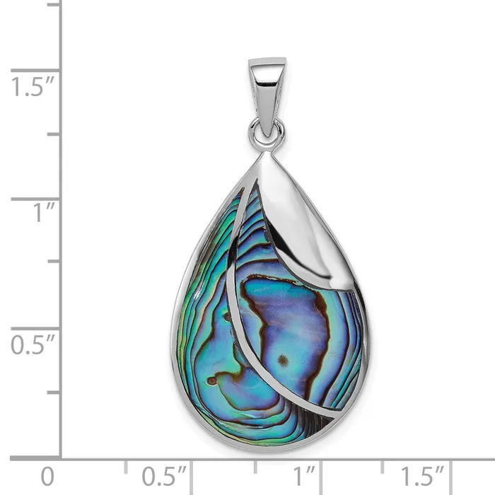 Sterling Silver Rhodiumplated Polished Abalone Pendant TreasureFineJewelers Necklaces