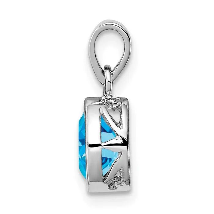 Sterling Silver Rhodiumplated Polished Blue Topaz Oval Pendant TreasureFineJewelers Necklaces