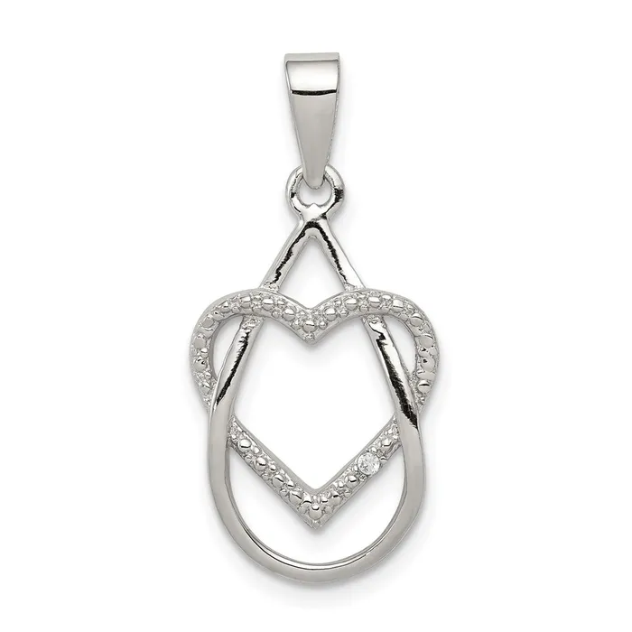 Sterling Silver Rhodiumplated Polished CZ Heart Pendant TreasureFineJewelers Necklaces Sterling Silver Rhodiumplated Polished CZ Heart Pendant TreasureFineJewelers Necklaces
