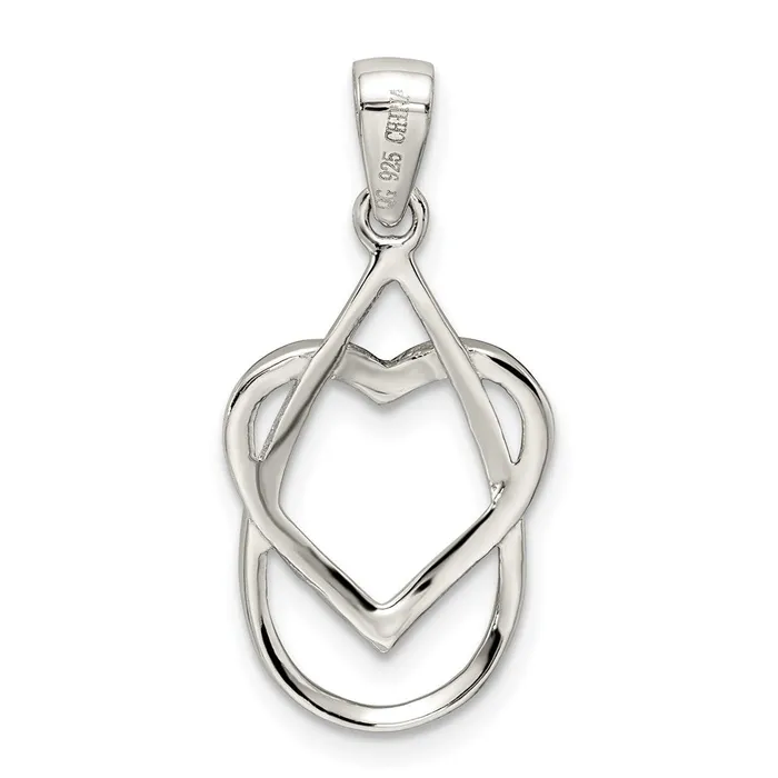 Sterling Silver Rhodiumplated Polished CZ Heart Pendant TreasureFineJewelers Necklaces