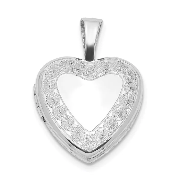 Sterling Silver Rhodiumplated Twisted Border 12mm Heart Locket TreasureFineJewelers Rings Sterling Silver Rhodiumplated Twisted Border 12mm Heart Locket TreasureFineJewelers Rings