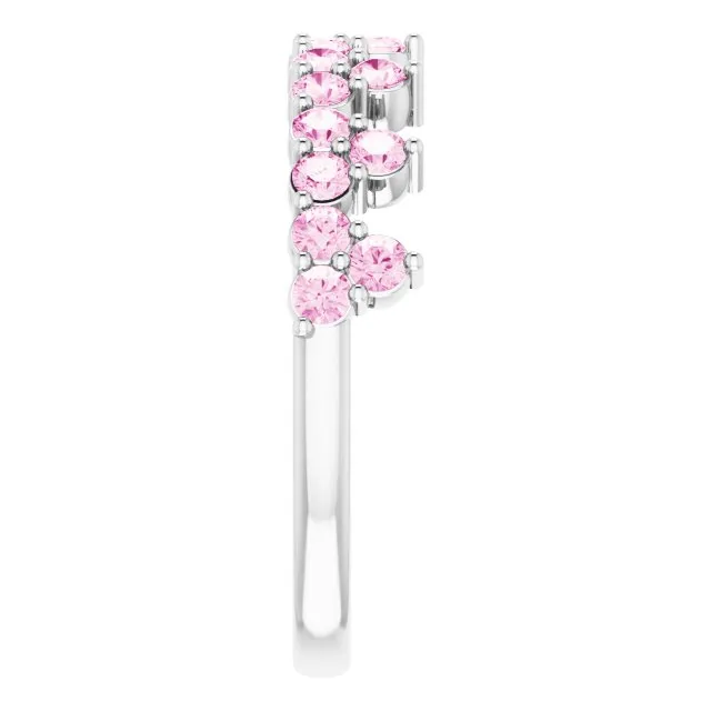 TreasureFineJeweler Rings 14K White Natural Pink Sapphire Crown Ring